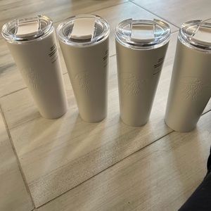Set if 4 pure white Starbucks tumblers